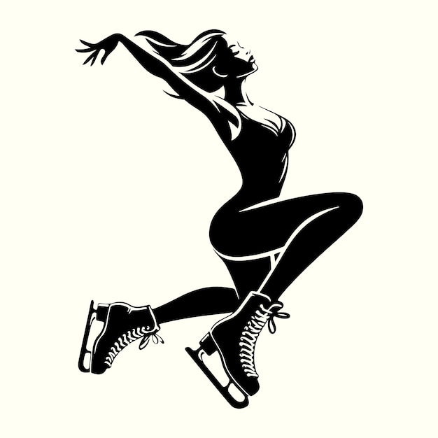 Vector ice skating sport beauty silhouette vector illustration