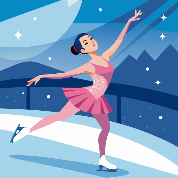 Ice Skating Sports Beauty Art Vector Illustration Design