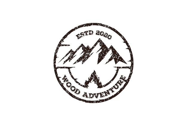 Ice Snow Mountain Badge Emblem Label for Outdoor Wilderness Adventure Logo Design Vector