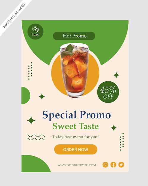 ice tea drink flyer poster promotion store design template