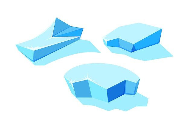 Iceberg blocks Frozen blocks for winter landscapes Icebergs for game design and decor