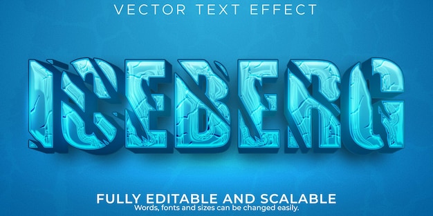 Iceberg cold text effect, editable winter and artctic text style