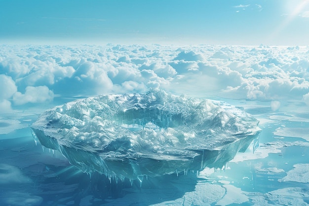 Iceberg floating in the arctic ocean Icebergs melt due to climate change and melting glaciers