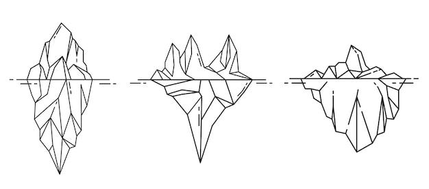 Iceberg icon in outline style. Vector illustration.