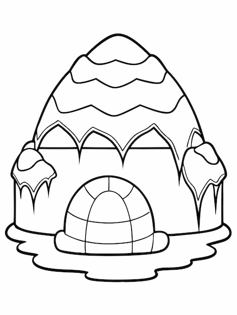 Vector iceberg with an igloo colouring book pages for children and adults with vector design