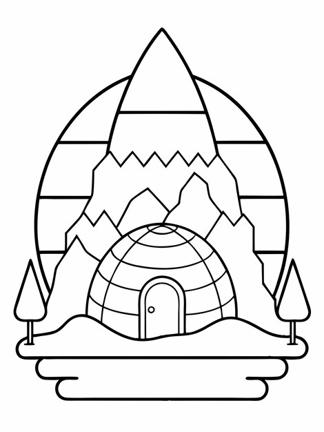 Vector iceberg with an igloo colouring book pages for children and adults with vector design