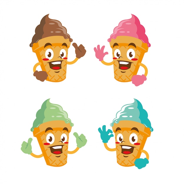 Icecream cone cartoon character cute