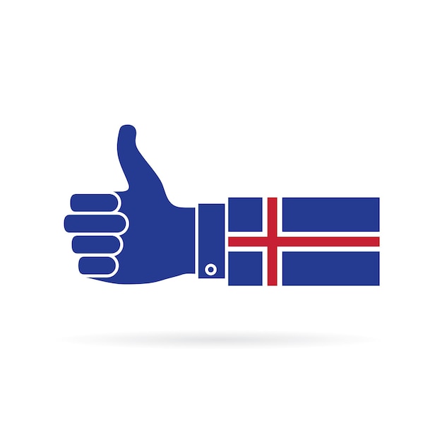 Iceland country flag thumbs up vector icon