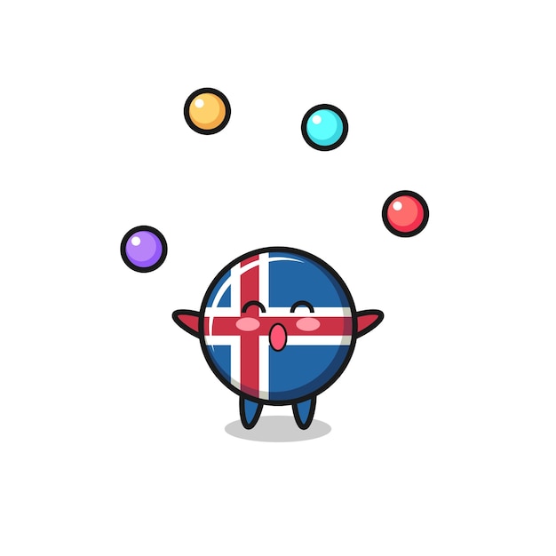 The iceland flag circus cartoon juggling a ball