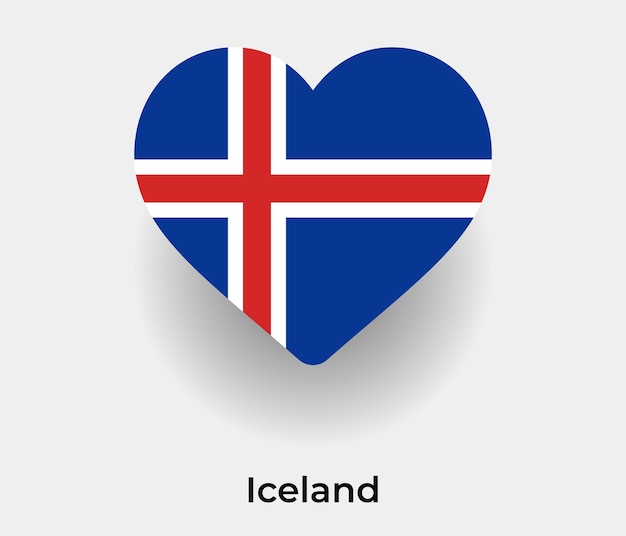 Iceland flag heart shape icon vector illustration