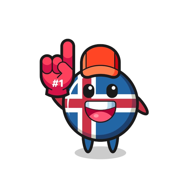 Iceland flag illustration cartoon with number 1 fans glove , cute design