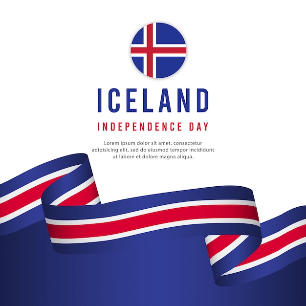 Iceland independence day vector template. 