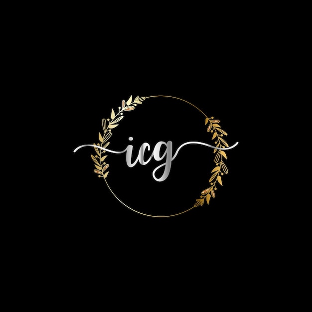 ICG initial logotype for celebration event, wedding, greeting card, invitation Vector Template