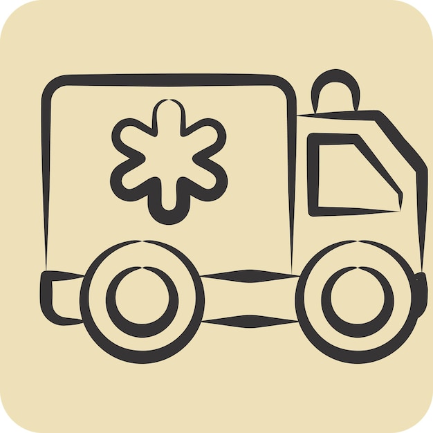 Icon Ambulance related to Emergency symbol hand drawn style simple design illustration