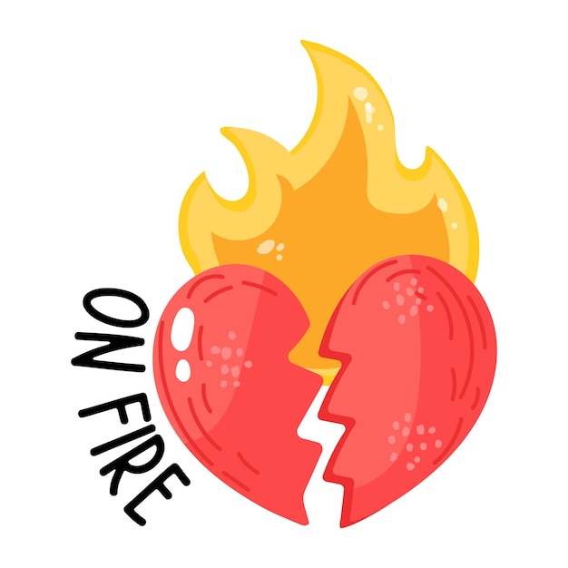 An icon of burning heart flat sticker