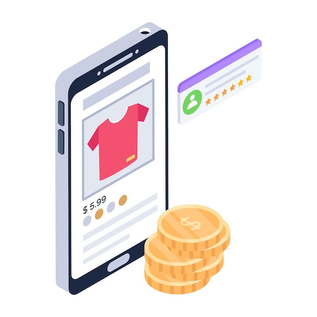 Icon of buy online shirt in isometric design