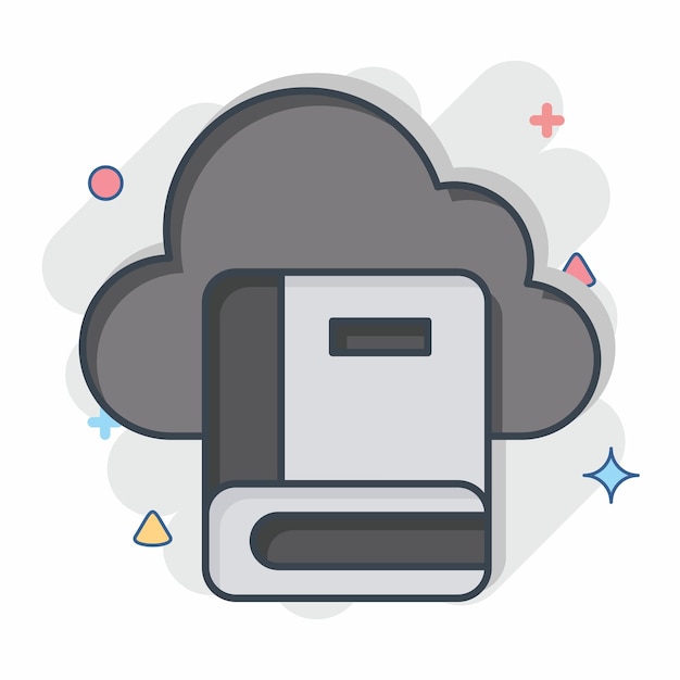 Icon Cloud Book 2 related to Learning symbol comic style simple design illustration