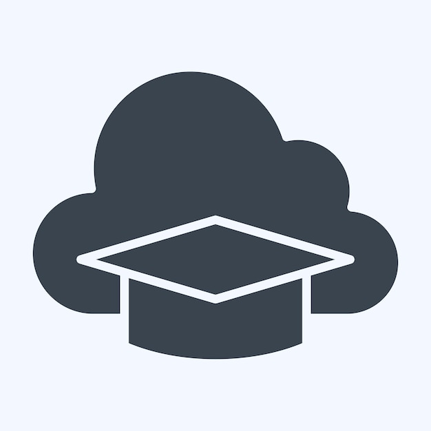 Icon Cloud Education related to Learning symbol glyph style simple design illustration