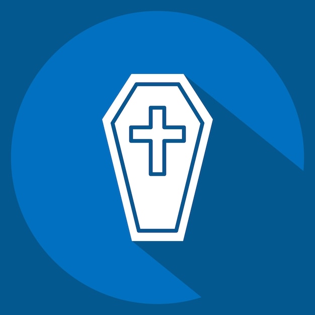 Icon Coffin related to Seath symbol long shadow style simple illustration