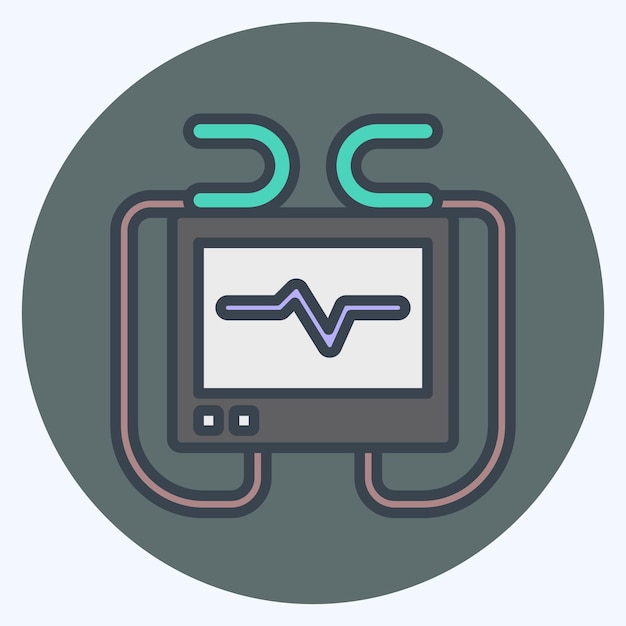 Icon Defibrillator Machine related to Emergency symbol color mate style simple design illustration