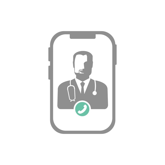 Icon of a doctor in the phone for a contact on the line of consultation of a specialist doctor