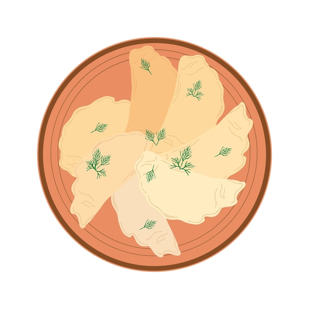 Vector the icon of dumplings on a plate vector illustration in a flat style