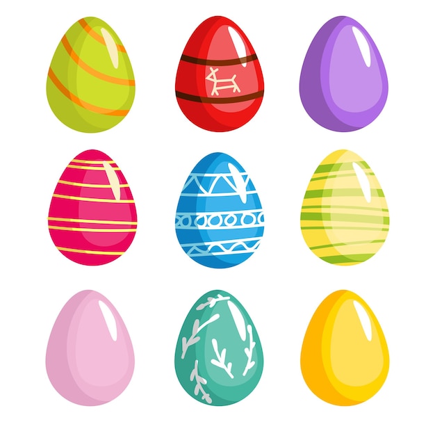 Icon Easter eggs set, Easter holiday, colored eggs. Vector