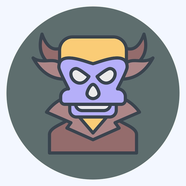 Icon Evil related to Halloween symbol color mate style simple design illustration