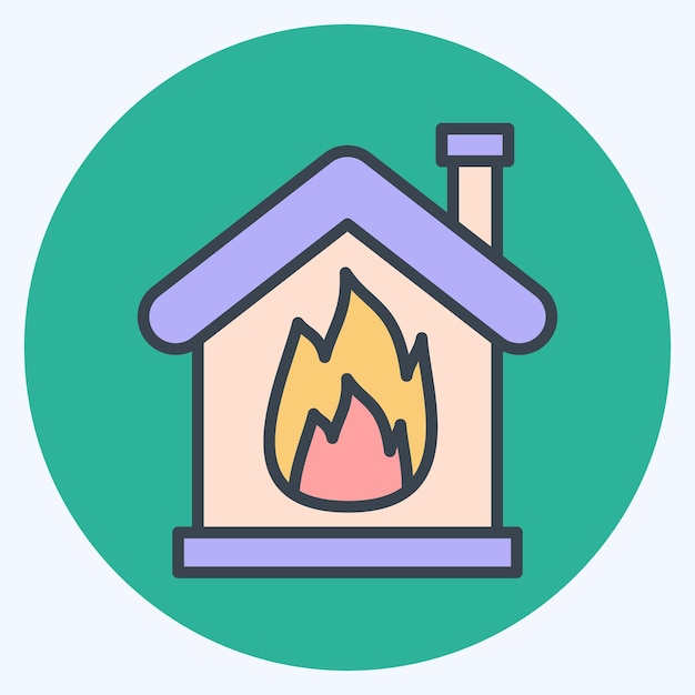 Icon Fire related to Emergency symbol color mate style simple design illustration