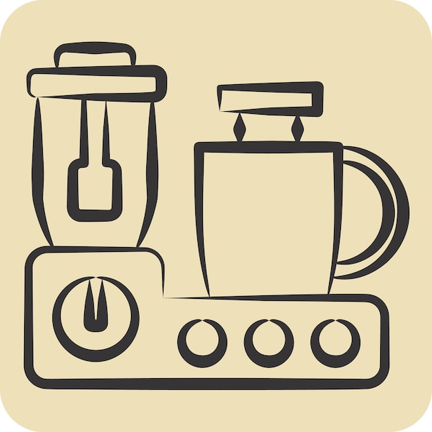 Icon Food Processor related to Kitchen Tool symbol hand drawn style simple design illustration