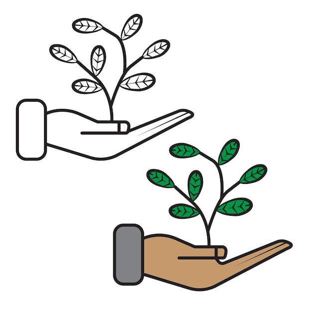 an icon of hands and plants which symbolizes protecting the environment