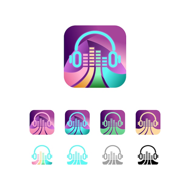 Icon Headset Music Colorfull Vector