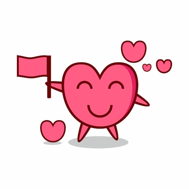 Icon heart happy character mascot flag