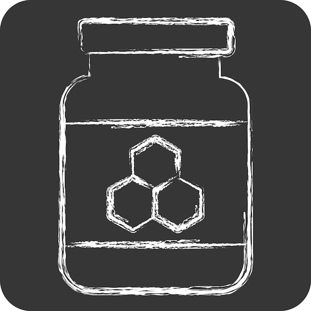 Vector icon honey jar related to breakfast symbol chalk style simple illustration