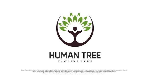 Icon human tree or people tree logo design with creative concept