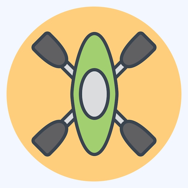 Icon Kayak related to War Military symbol color mate style simple illustration