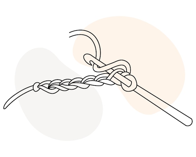 Icon of knitting, crochet and a pigtail from a thread. Line art, sketch, clip art, vector