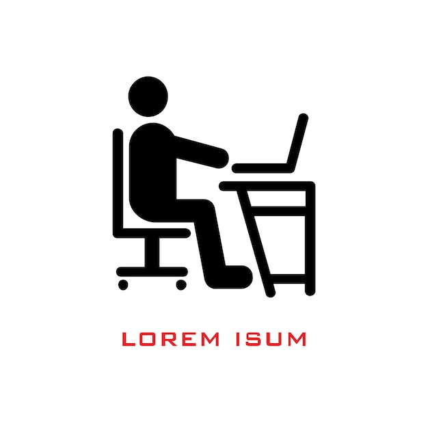 icon logo of people working in office with computer device