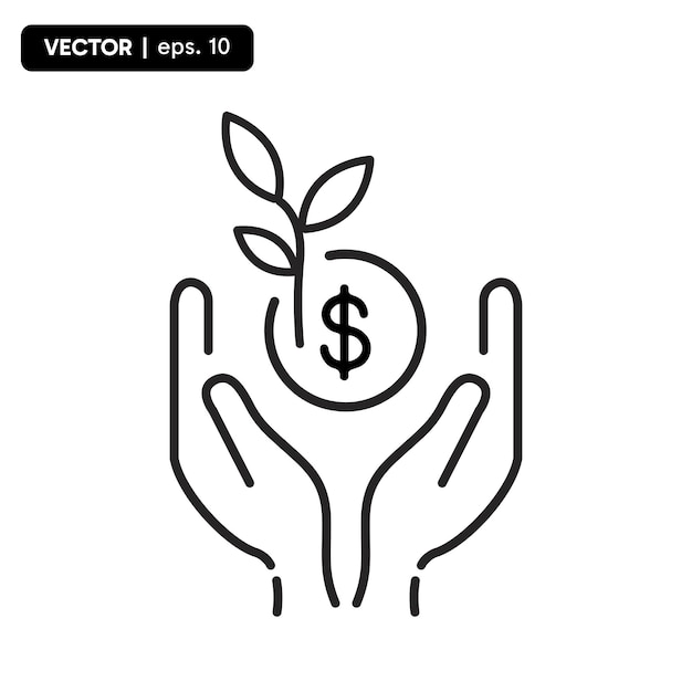 the icon for maintaining investment two hands holding up the coin icon that continues to grow the icon indicates that you have an idea vector eps 10