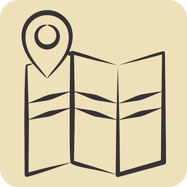 Icon Map Search related to Navigation symbol hand drawn style simple design illustration