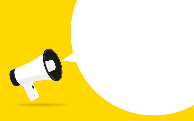 icon of megaphone with white bubble for social media marketing concept.