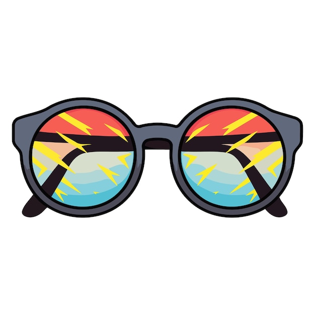 An icon representing cartoon sunglasses of oval shape in vector format suitable for