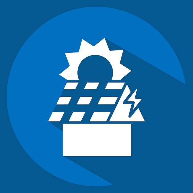 Vector icon rooftop pv related to solar panel symbol long shadow style simple illustration