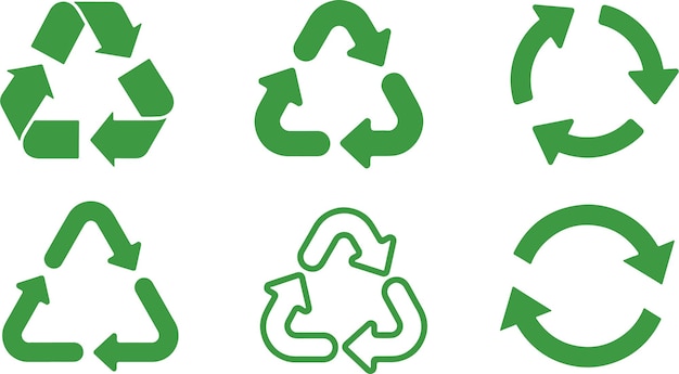 Icon set about recycling recycled product green environment ecology environmetal issues eco fri