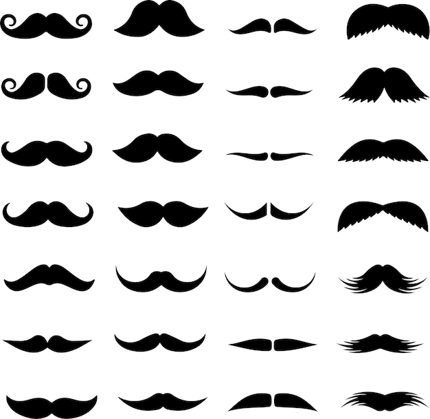 Icon set about various mustache whisker tendril Icons flat vector illustrations isolated on white