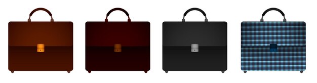 Icon set Briefcase suitcase of businessman for carrying business documents Storage of important information archive Color cartoon vector