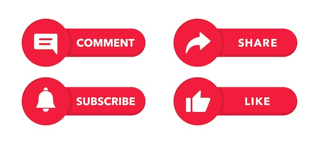 Icon set for channel and social networks Like Comment Share and Subscribe Button