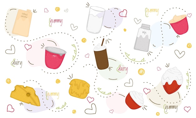 Icon set of dairy products Vector