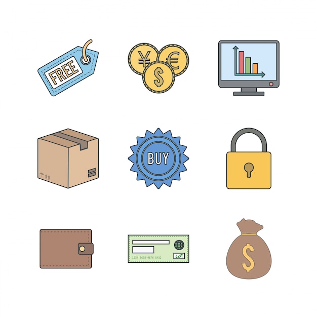 Icon Set Of e-commerce For Personal And Commercial Use