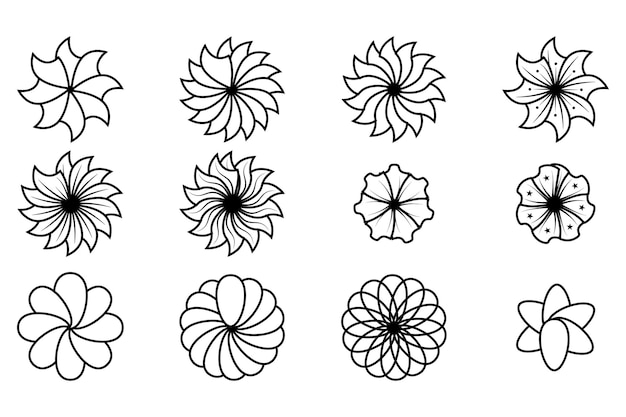 Icon set of flower. Editable vector pictograms isolated on a white background. Trendy outline symbol